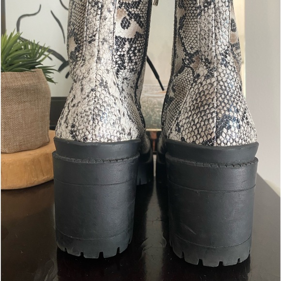 EGO Maura snakeskin chunky sole lace-up biker boots - Picture 11 of 12